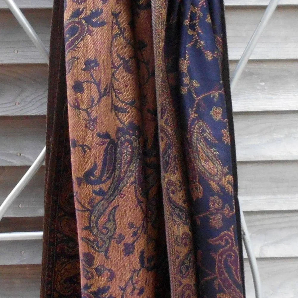 Navy Blue Paisley Pashmina Scarf Reversible Warm Winter Shawls Long Rave Stoles